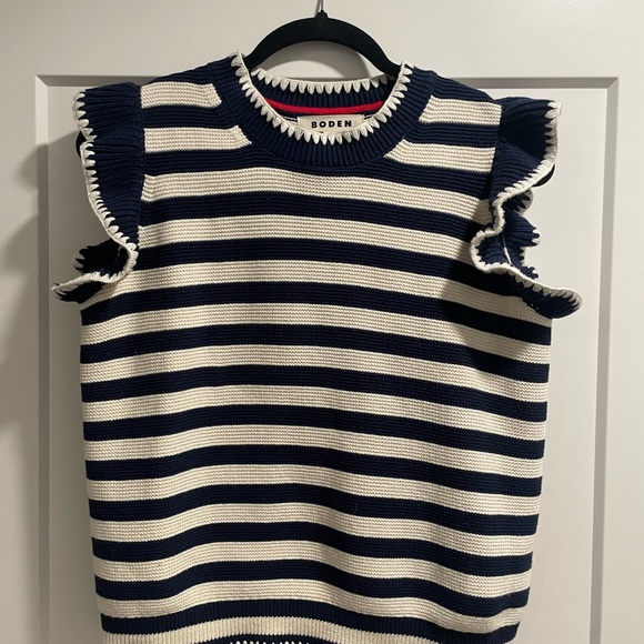 Boden Lena Navy & Cream Striped Stitch Detail Tank - Picture 5 of 12
